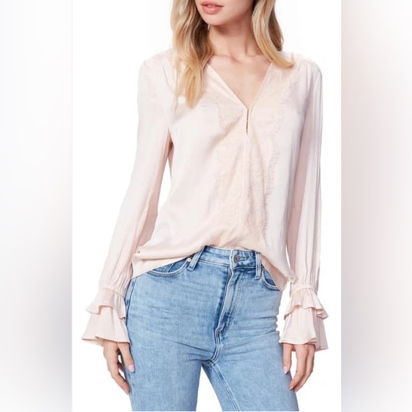 PAIGE Tops - PAIGE || Lyrica Lace Appliqué Satin Top. Sz. S